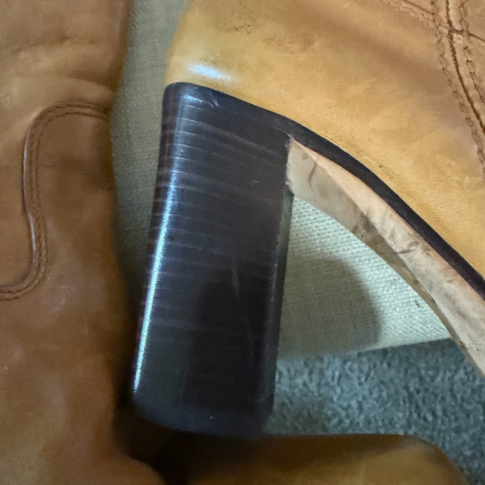 Charles David Made In Italy Banana Camel Leather Pullon Boots Vero Cuoio Size 8 - Picture 5 of 9